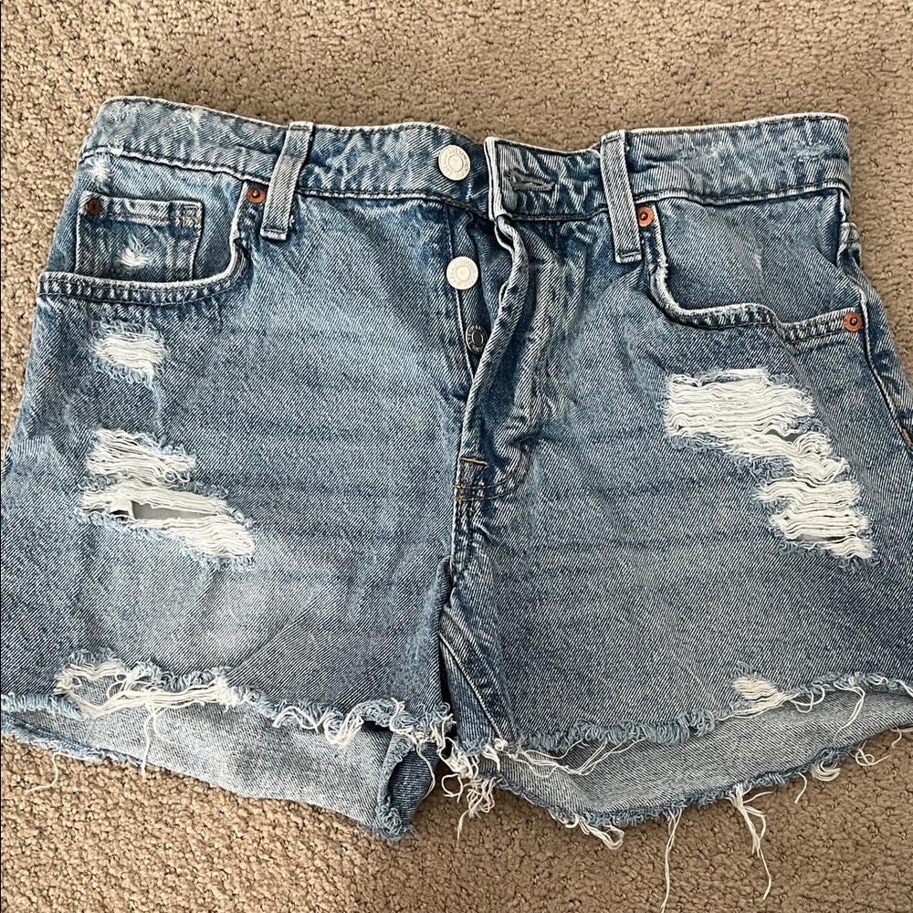 Denim&Co Blue Distressed Jean Shorts